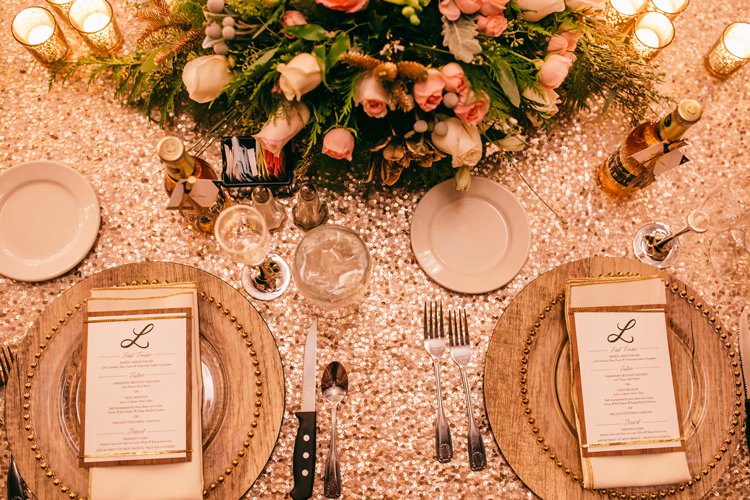 White Gold Glass Perspex Wood Charger Plates Decor Sequin Table Cloth | Festive Glamour Christmas New Years Eve Wedding http://www.stevendrayimages.com/