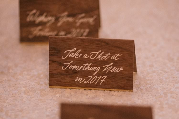 Take A Shot At Something New Drinks Decor Gold Wood Sequins | Festive Glamour Christmas New Years Eve Wedding http://www.stevendrayimages.com/