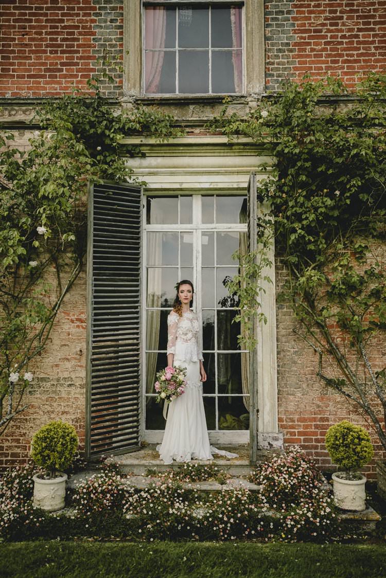 Dress Gown Bride Bridal Train Lace Sleeves Romantic Luxe Wedding Ideas in the Country http://benjaminmathers.co.uk/