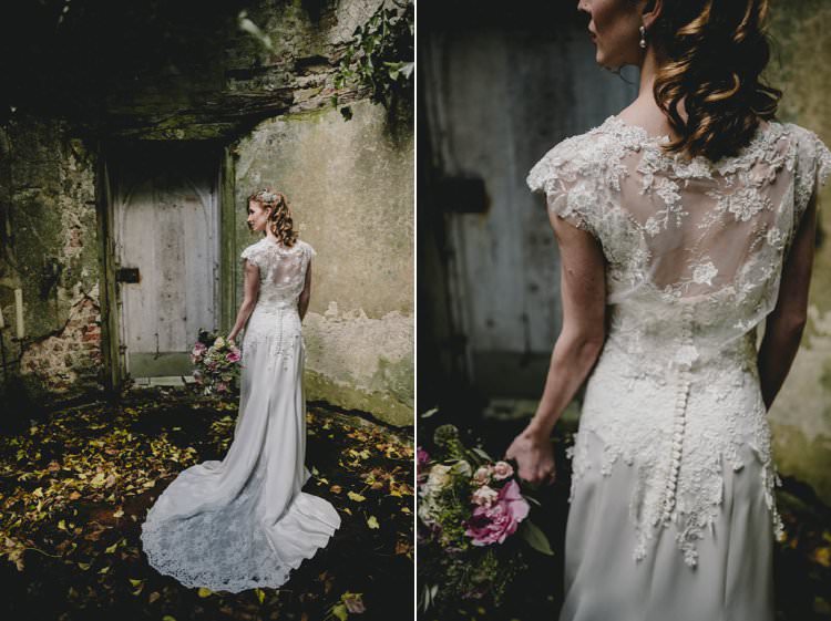 Dress Gown Bride Bridal Train Lace Button Back Romantic Luxe Wedding Ideas in the Country http://benjaminmathers.co.uk/