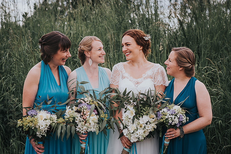Blue Multiway Bridesmaid Dresses Happy Crafty Summer Farm Wedding http://twigandvine.photography/