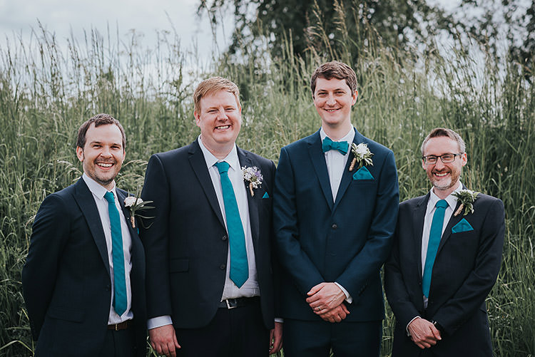 Groom Groomsmen Suits Navy Blue Bow Ties Happy Crafty Summer Farm Wedding http://twigandvine.photography/