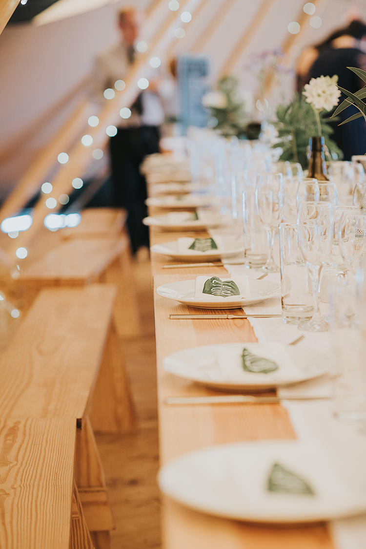 Long Wooden Tables Tipi Happy Crafty Summer Farm Wedding http://twigandvine.photography/