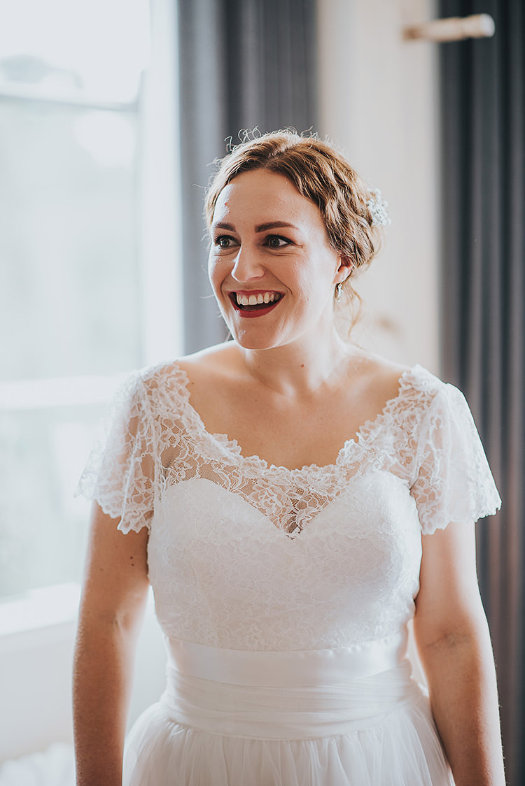 Cap Sleeve Lace Dress Gown Bride Bridal Happy Crafty Summer Farm Wedding http://twigandvine.photography/