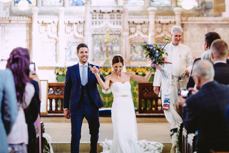 Bride Bridal Enzoani Fishtail Dress Sweetheart Neckline Gown Long Veil Navy Suit Rustic Cosy Autumn Wedding Lake District http://hayleybaxterphotography.com/