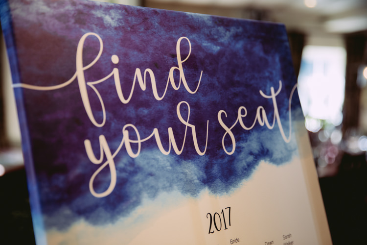 Table Plan Seating Chart Modern Calligraphy Blue Watercolour Rustic Cosy Autumn Wedding Lake District http://hayleybaxterphotography.com/