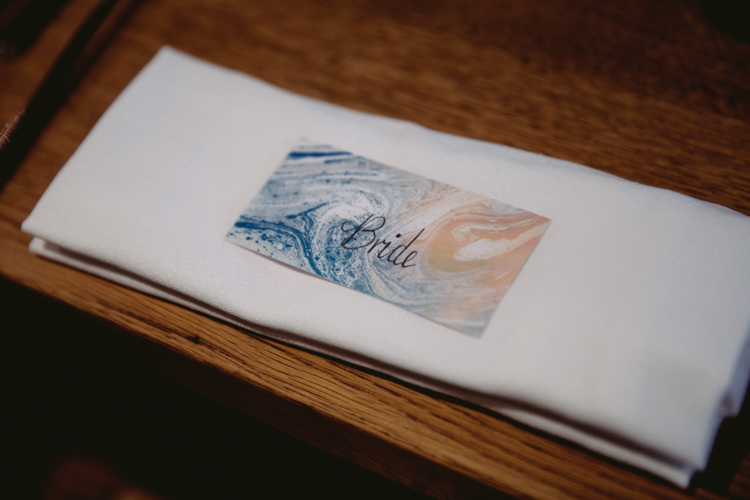 Place Card Marbling Modern Calligraphy Rustic Cosy Autumn Wedding Lake District http://hayleybaxterphotography.com/