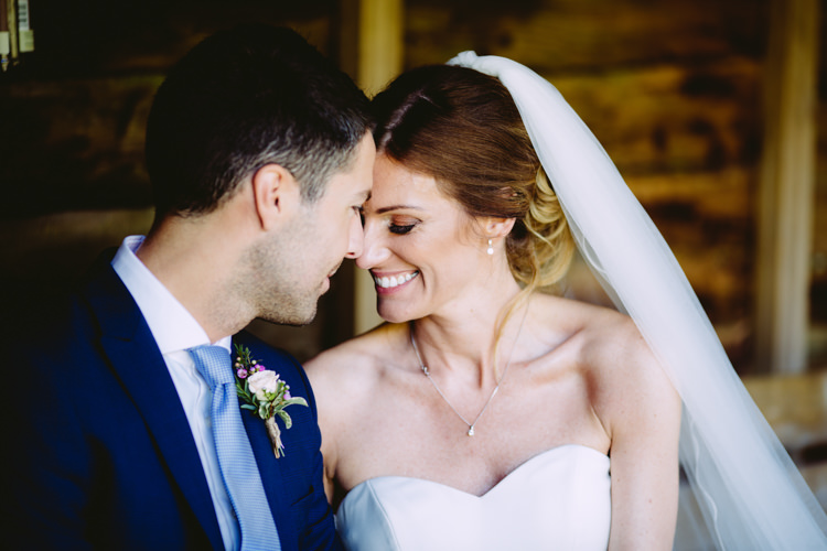 Bride Bridal Enzoani Fishtail Dress Gown Long Veil Navy Suit Rustic Cosy Autumn Wedding Lake District http://hayleybaxterphotography.com/