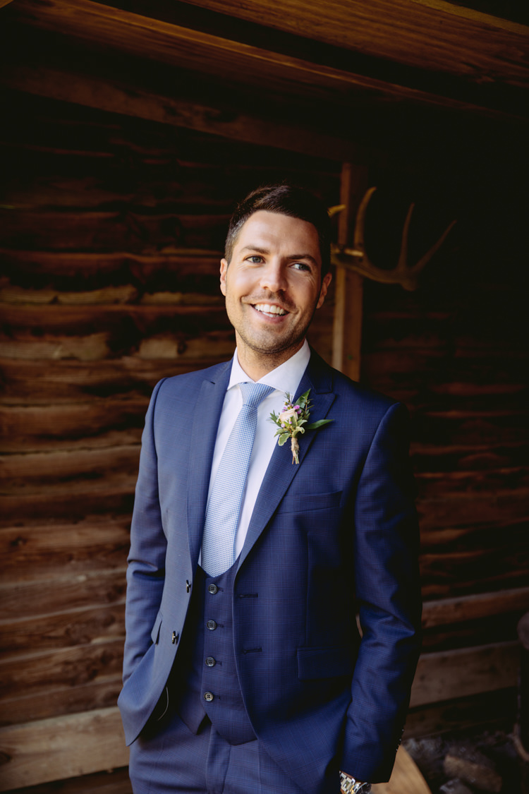 Groom Navy Three Piece Suit Waistcoat Rustic Cosy Autumn Wedding Lake District http://hayleybaxterphotography.com/