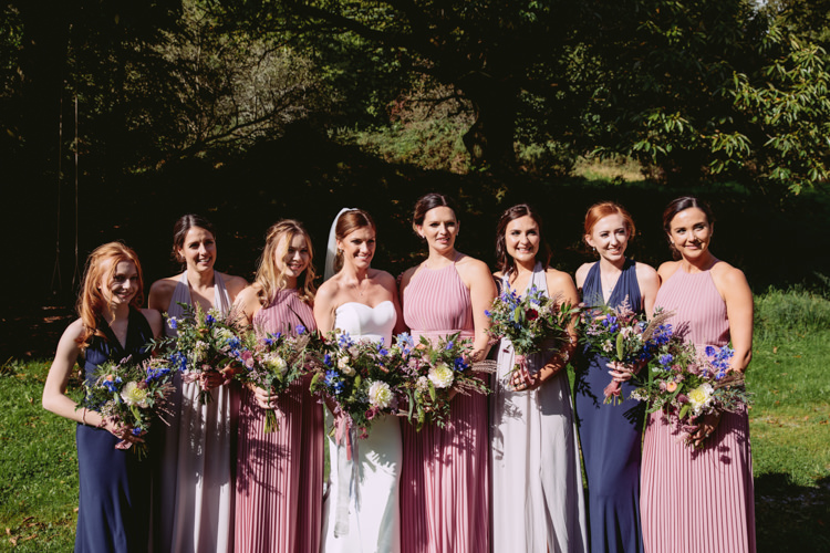 Bride Bridal Sweetheart Neckline Fishtail Enzoani ASOS Bridesmaids Pink Purple Lavender Halter Neck Rustic Cosy Autumn Wedding Lake District http://hayleybaxterphotography.com/