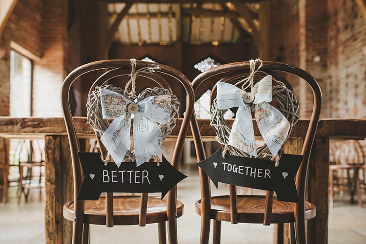 Chair Sign Decor Better Together Arrows Bride Groom Untraditional Pretty Travel Barn Wedding https://www.georgimabee.com/