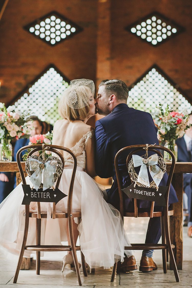 Chair Signs Bride Groom Untraditional Pretty Travel Barn Wedding https://www.georgimabee.com/
