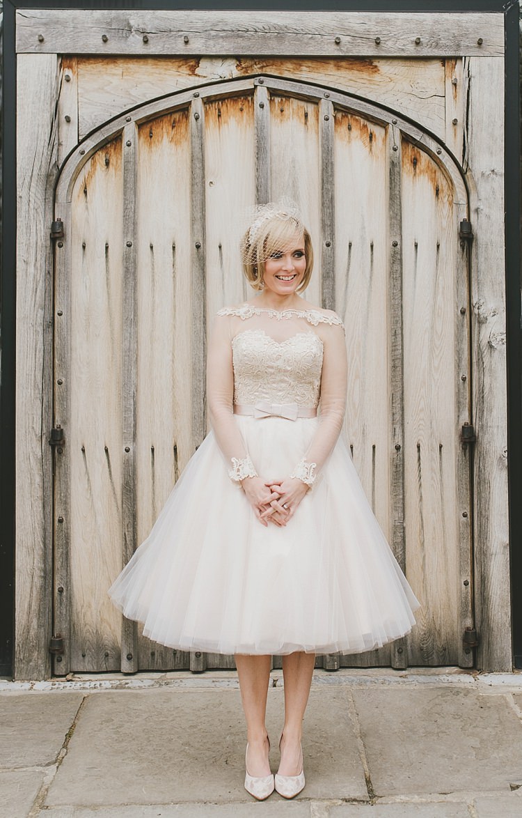 House of Mooshki Short Dress Blush Bride Bridal Tulle Lace Gown Untraditional Pretty Travel Barn Wedding https://www.georgimabee.com/