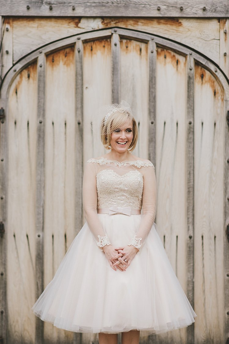House of Mooshki Short Dress Blush Bride Bridal Tulle Lace Gown Untraditional Pretty Travel Barn Wedding https://www.georgimabee.com/