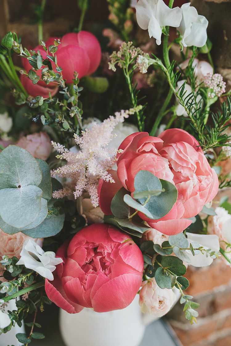 Peony Peonies Astilbe Eucalyptus Flowers Jug Untraditional Pretty Travel Barn Wedding https://www.georgimabee.com/