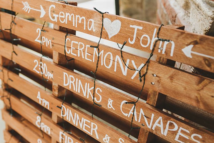 Wooden Pallet Sign Order Day Untraditional Pretty Travel Barn Wedding https://www.georgimabee.com/