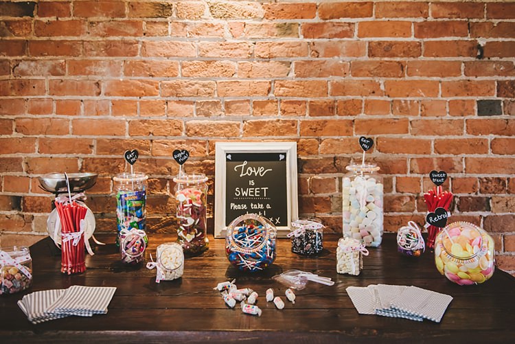 Sweets Sweetie Table Untraditional Pretty Travel Barn Wedding https://www.georgimabee.com/