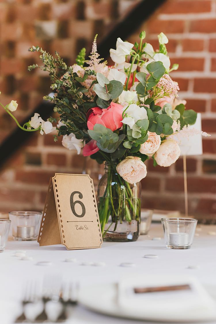 Table Number Flowers Decor Untraditional Pretty Travel Barn Wedding https://www.georgimabee.com/