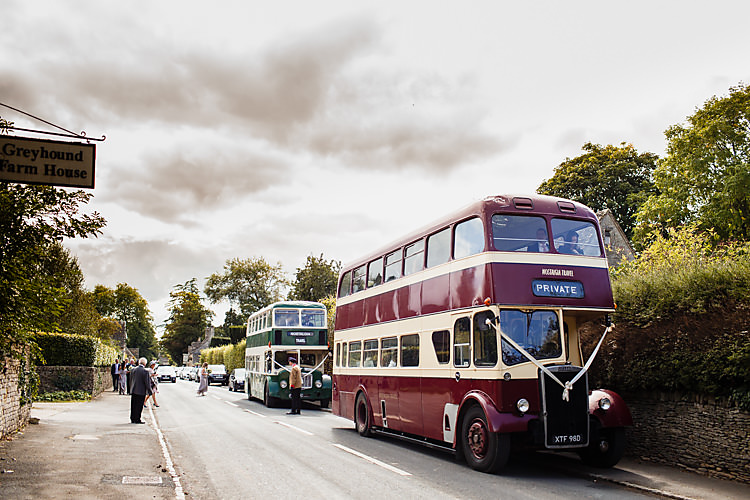 Bus Transport Double Decker Chic Country Cotswolds Barn Wedding http://annabphotography.co.uk/