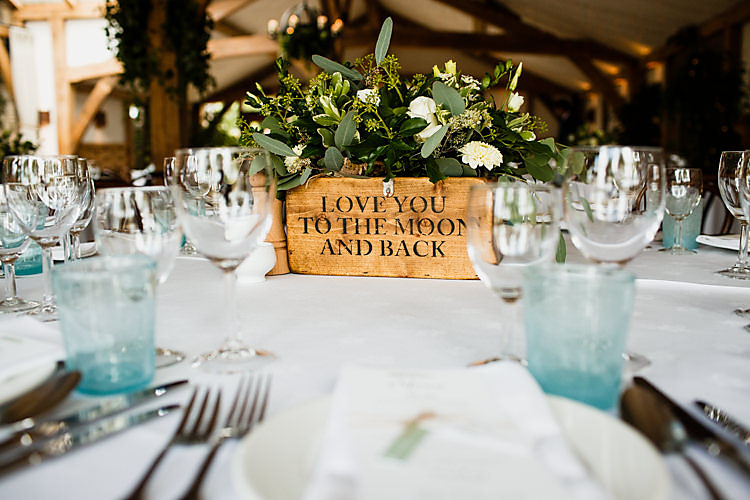 Flowers Box Wooden Chic Country Cotswolds Barn Wedding http://annabphotography.co.uk/
