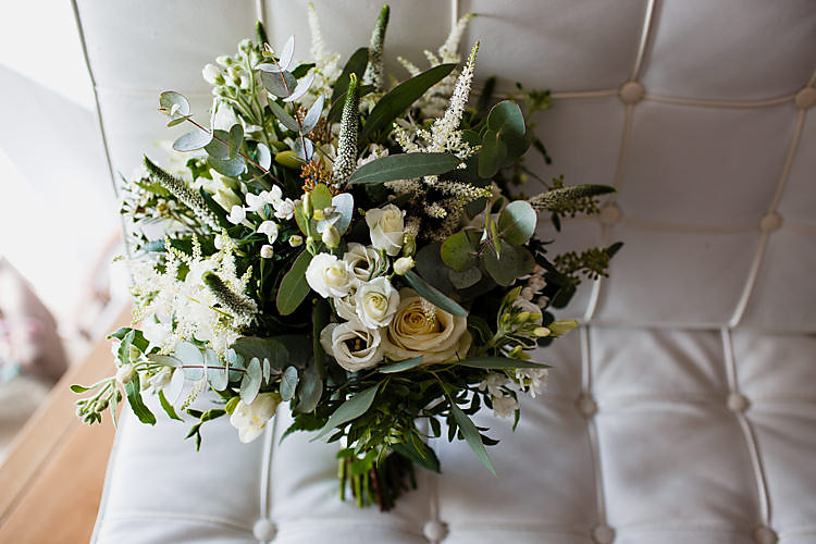 Greenery Foliage Bouquet Flowers White Green Chic Country Cotswolds Barn Wedding http://annabphotography.co.uk/
