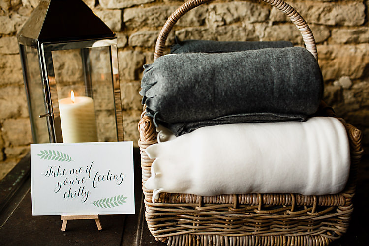 Blankets Cosy Decor Chic Country Cotswolds Barn Wedding http://annabphotography.co.uk/
