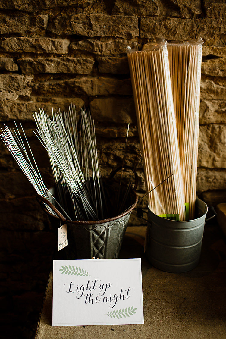 Sparklers Decor Chic Country Cotswolds Barn Wedding http://annabphotography.co.uk/