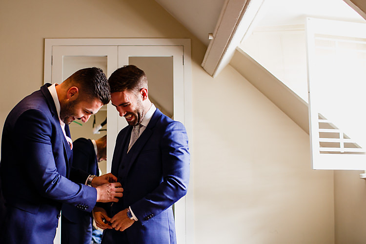 Navy Suit Groom Groomsmen Chic Country Cotswolds Barn Wedding http://annabphotography.co.uk/