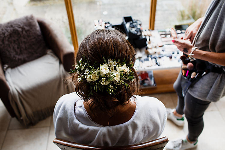 Bride Bridal Hair Flowers Chic Country Cotswolds Barn Wedding http://annabphotography.co.uk/