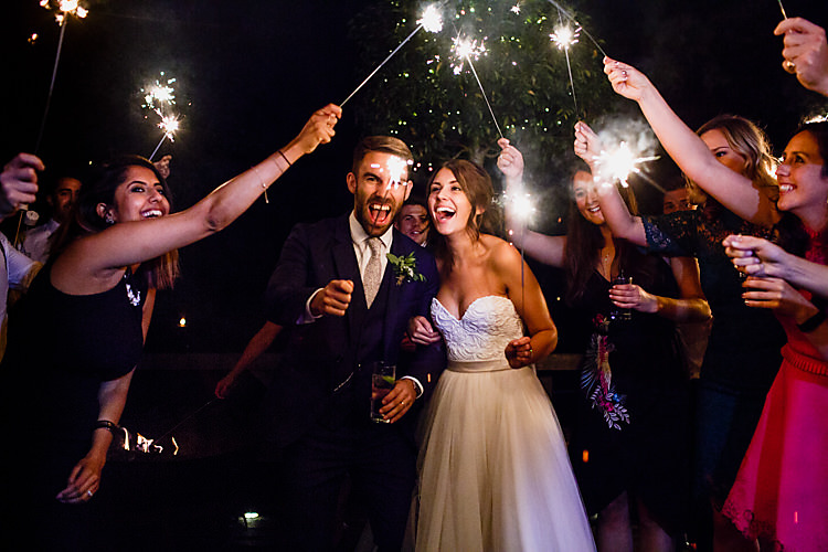 Sparklers Bride Groom Chic Country Cotswolds Barn Wedding http://annabphotography.co.uk/