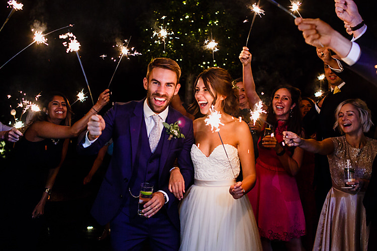Sparklers Bride Groom Chic Country Cotswolds Barn Wedding http://annabphotography.co.uk/