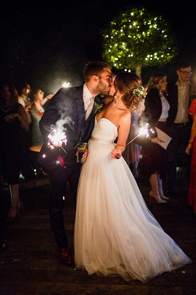 Sparklers Bride Groom Chic Country Cotswolds Barn Wedding http://annabphotography.co.uk/