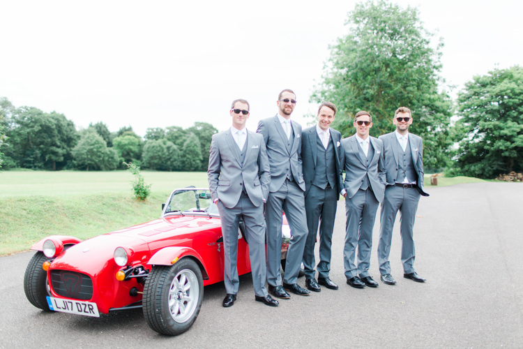 Grey Suits Groom Groomsmen Pastels Gold Pretty Summer Barn Wedding http://summerlilystudio.com/