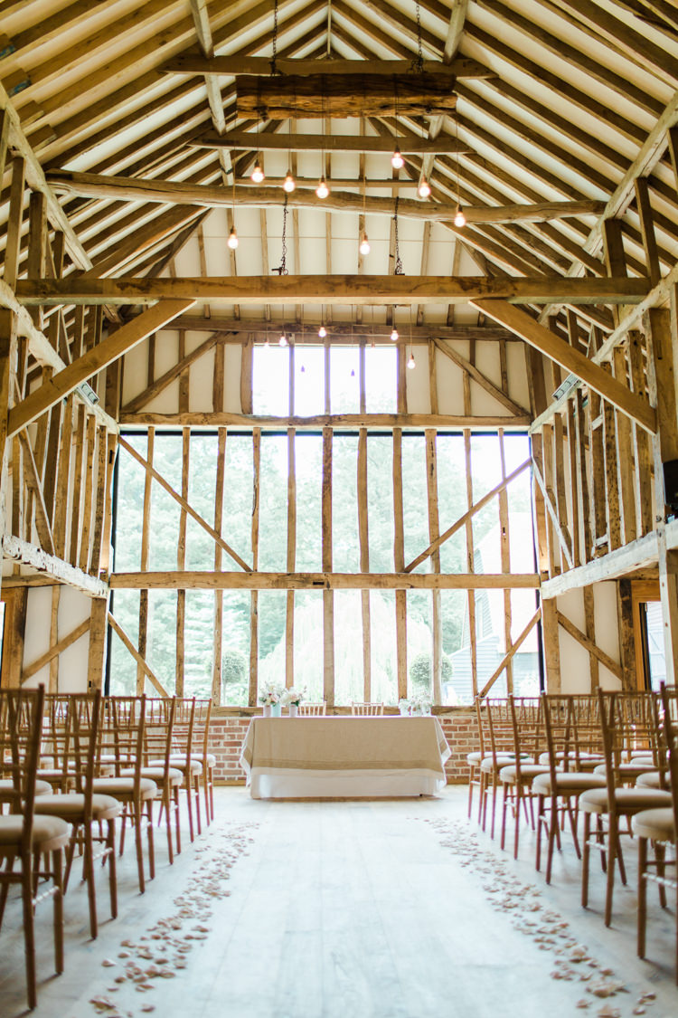 Ceremony Petals Aisle Decor Pastels Gold Pretty Summer Barn Wedding http://summerlilystudio.com/