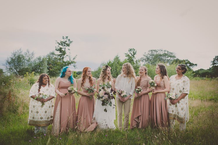 Mismatched Bridesmaids Dresses Bohemian Ethical Vegan Country Wedding http://laurarhianphotography.co.uk/