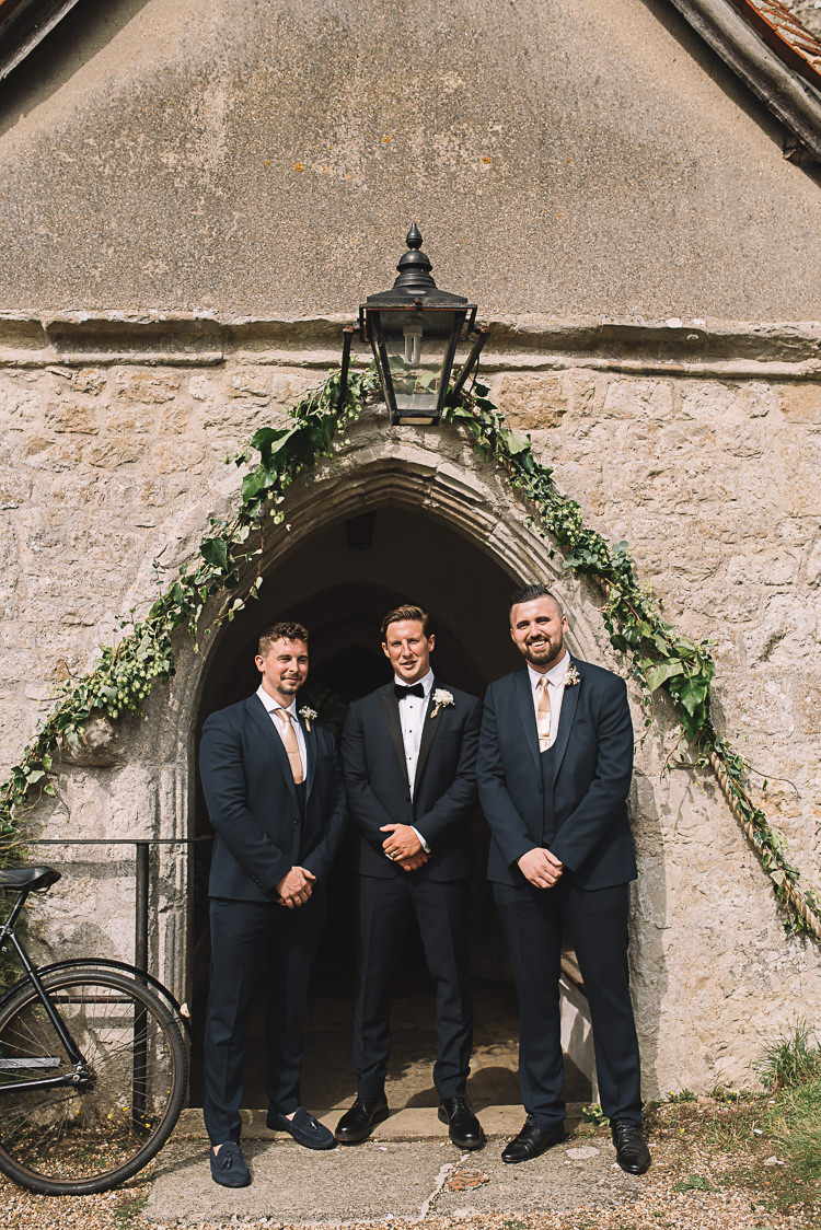 Groomsmen Suits Peach Ties Tropical Boho Luxe Barn Wedding https://www.luciewatsonphotography.com/