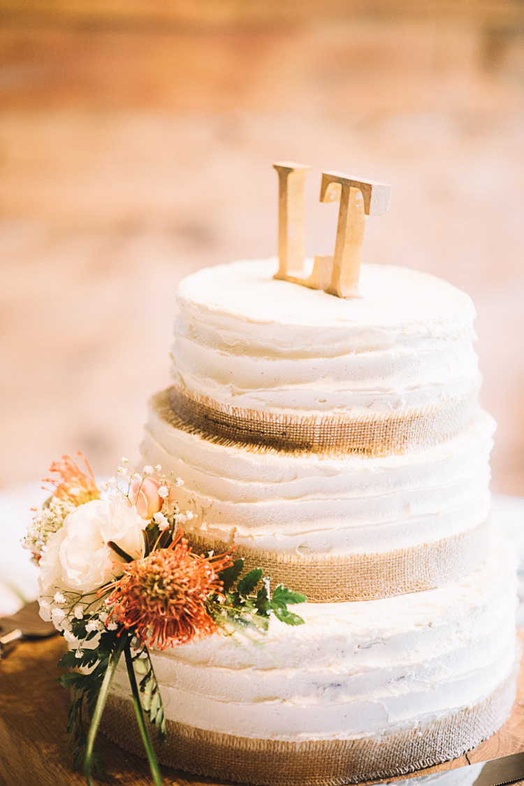 Buttercream Cake Hessian Burlap Tropical Boho Luxe Barn Wedding https://www.luciewatsonphotography.com/
