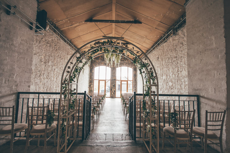 Ivy Arch Ceremony Farm Barn Stone Natural Earthy Greenery Home Made Wedding http://rachellambertphotography.co.uk/