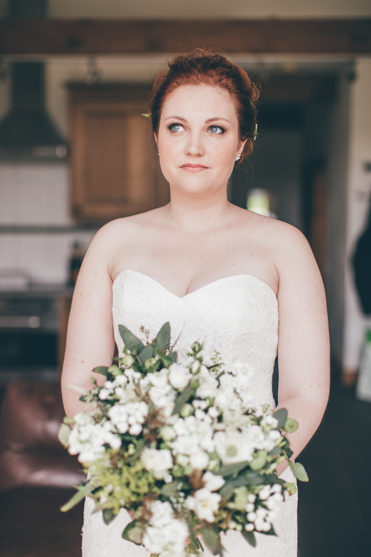 Strapless Lace Dress Gown Bride Bridal Natural Earthy Greenery Home Made Wedding http://rachellambertphotography.co.uk/