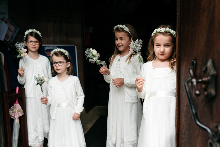 Flower Girls Bridesmaids Flower Floral Crown Fairy Wands Cardigans White Ribbon Belt Relaxed Rustic Country Farm Wedding https://www.chris-seddon.co.uk/