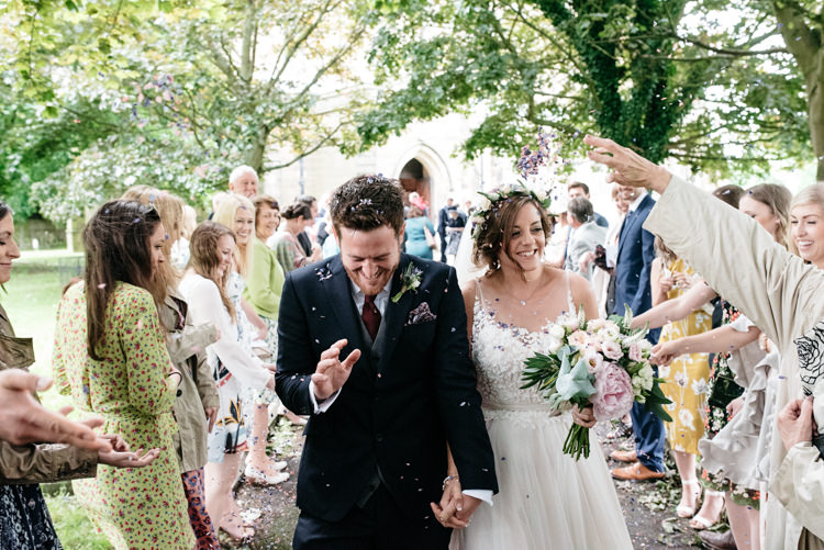 Confetti Bride Bridal Dress Gown Watters Sleeveless Flower Floral Crown Bespoke Groom Waistcoat Three Piece Navy Grey Burgundy Relaxed Rustic Country Farm Wedding https://www.chris-seddon.co.uk/