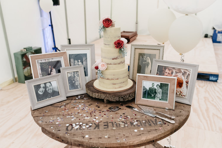 Buttercream Cake Spool Wooden Family Photos Parents Relaxed Rustic Country Farm Wedding https://www.chris-seddon.co.uk/