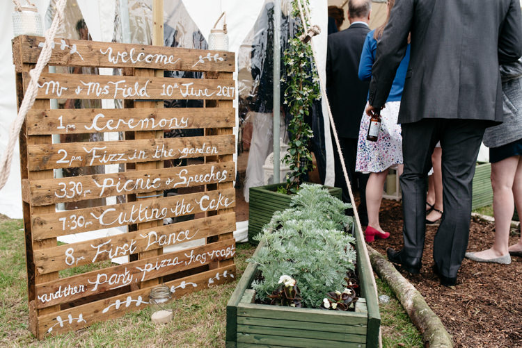 Pallet Order of Day Timetable Wooden DIY Relaxed Rustic Country Farm Wedding https://www.chris-seddon.co.uk/
