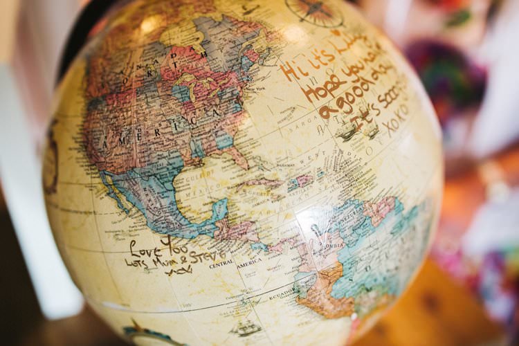 Guest Book Globe Colourful Floral Family Friendly Wedding http://www.sallytphoto.com/