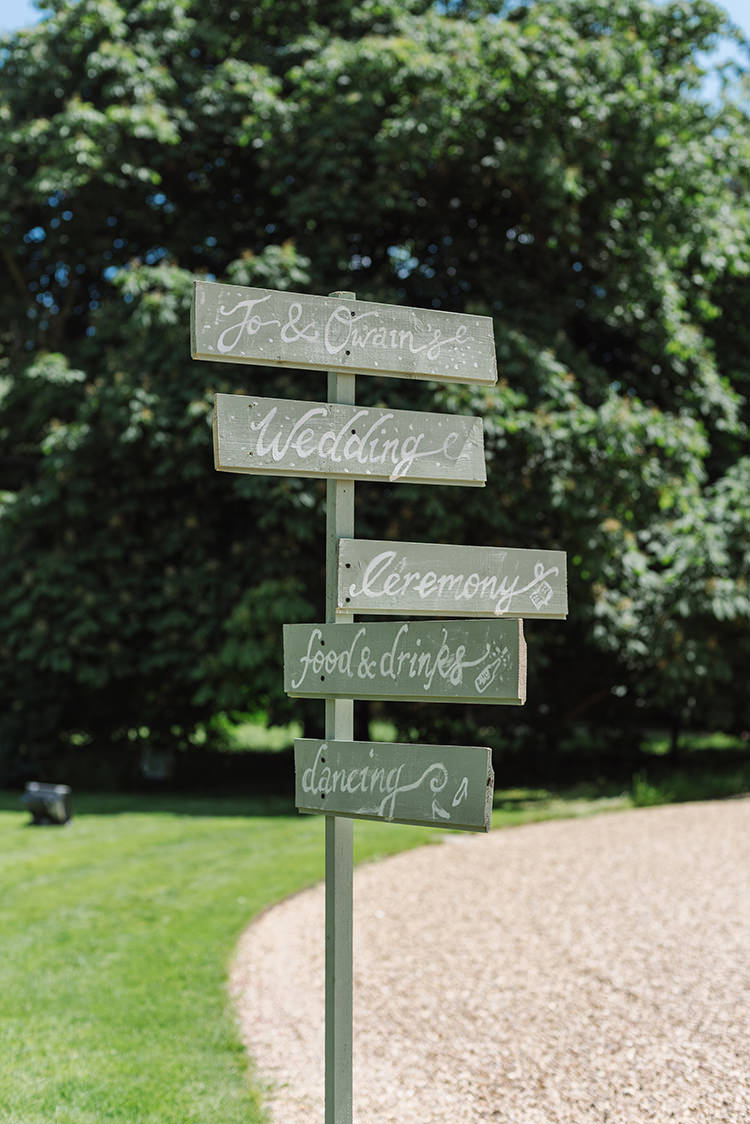 Painted Wedding Sign Post Darling Peach Sage Green Grey Farm Wedding http://www.photographybybea.co.uk/