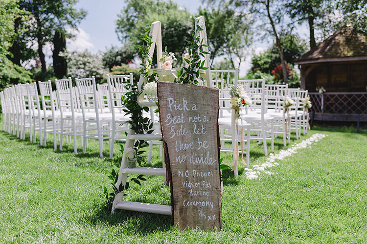 Pick A Seat Sign Wood Log Darling Peach Sage Green Grey Farm Wedding http://www.photographybybea.co.uk/