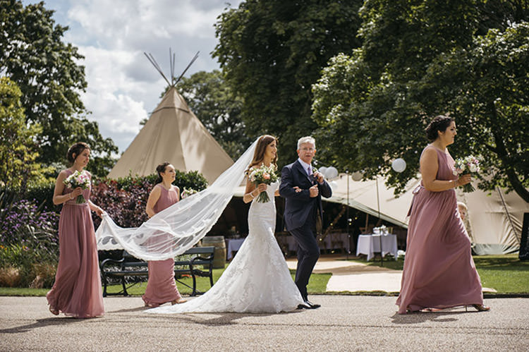 Bride Bridal Cathedral Veil Sweetheart Neckline Fishtail Blush Pink Grecian Dress Gown Pretty Floral Boho Tipi Wedding https://www.kindredphotography.co.uk/