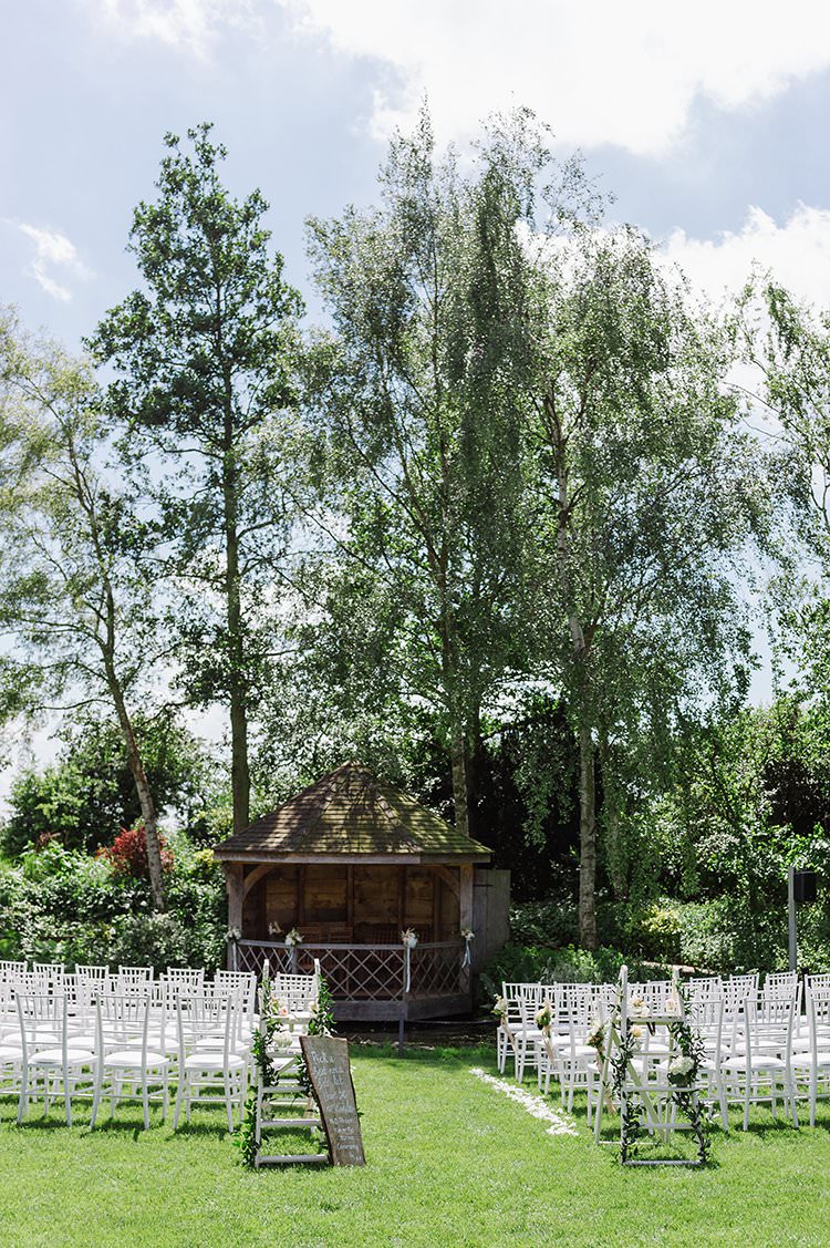 Outdoor Ceremony UK South Farm Garden Darling Peach Sage Green Grey Farm Wedding http://www.photographybybea.co.uk/