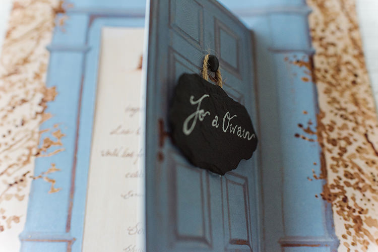 Opening Door Stationery Invite Invitation Darling Peach Sage Green Grey Farm Wedding http://www.photographybybea.co.uk/