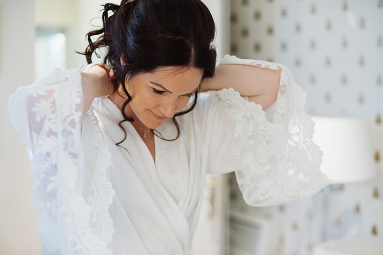 Bride Bridal Dressing Gown Darling Peach Sage Green Grey Farm Wedding http://www.photographybybea.co.uk/